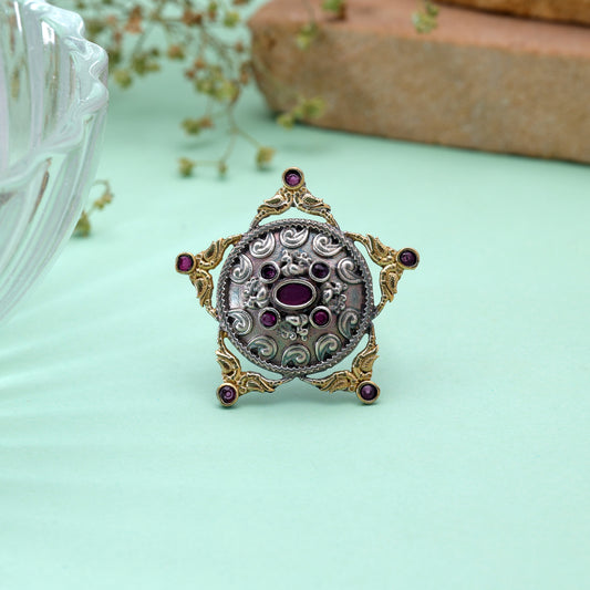 Rani Color Dual Tone Oxidised Rings with Graceful Handmade Jewelry Design