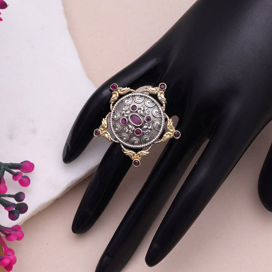 Rani Color Dual Tone Oxidised Rings with Graceful Handmade Jewelry Design