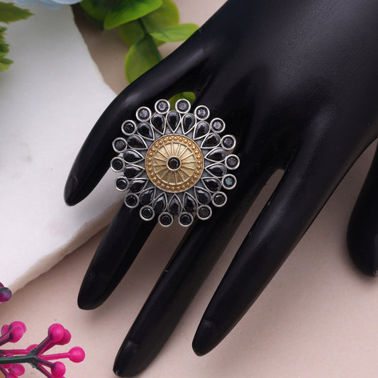 Black Color Dual Tone Oxidised Rings Crafted with Premium Designer Appeal