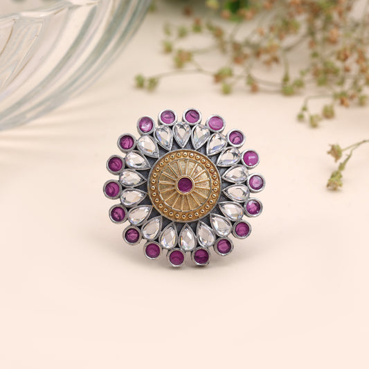 Rani Color Dual Tone Oxidised Rings Featuring Royal Traditional Jewelry Appeal