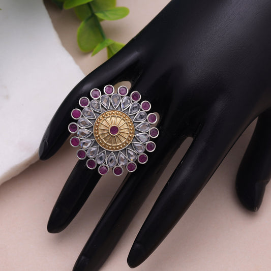 Rani Color Dual Tone Oxidised Rings Featuring Royal Traditional Jewelry Appeal