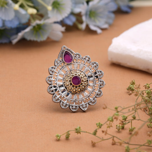 Rani Color Dual Tone Oxidised Rings Featuring Stylish Handmade Jewelry Finish