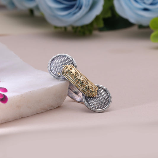 Gold & Silver Color Dual Tone Oxidised Rings with Beautiful Traditional Appeal