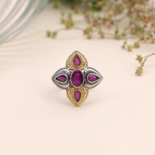Rani Color Dual Tone Oxidised Rings Crafted for Elegant Festive Fashion Style