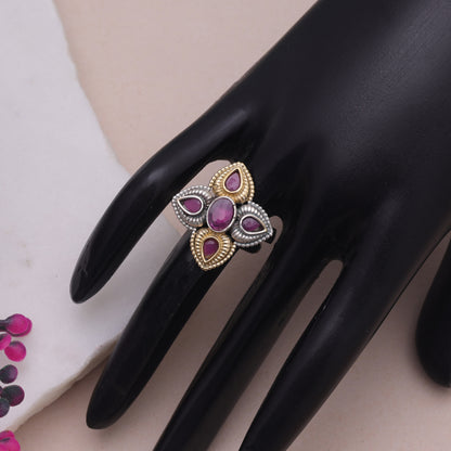 Rani Color Dual Tone Oxidised Rings Crafted for Elegant Festive Fashion Style