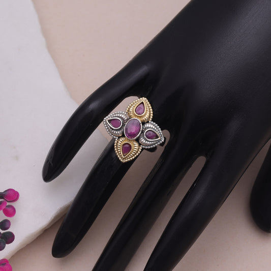 Rani Color Dual Tone Oxidised Rings Crafted for Elegant Festive Fashion Style