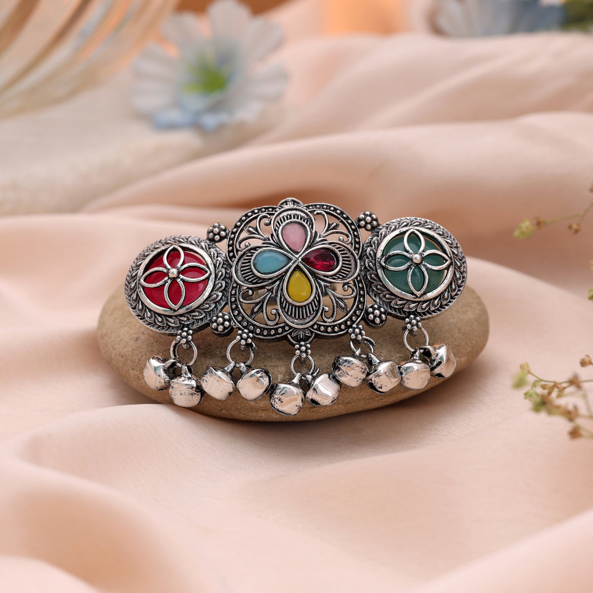 Bohemian Style Multi Color Oxidised Rings Adjustable Statement Finger Jewelry