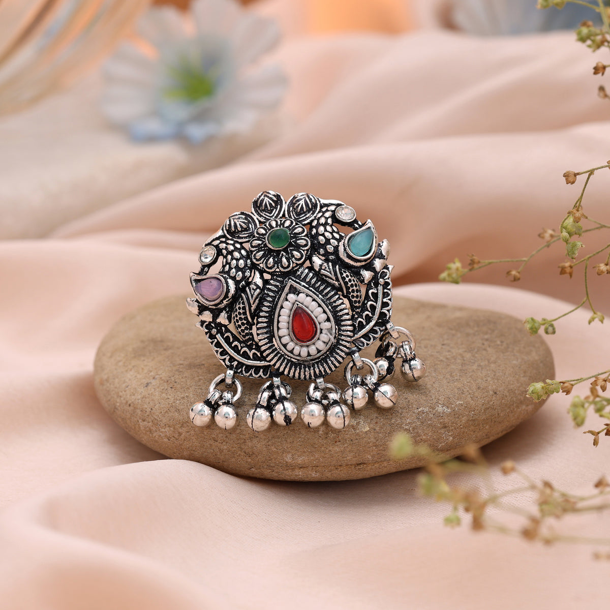 Artisan Crafted Multi Color Oxidised Rings for Daily Casual and Festive Outfits