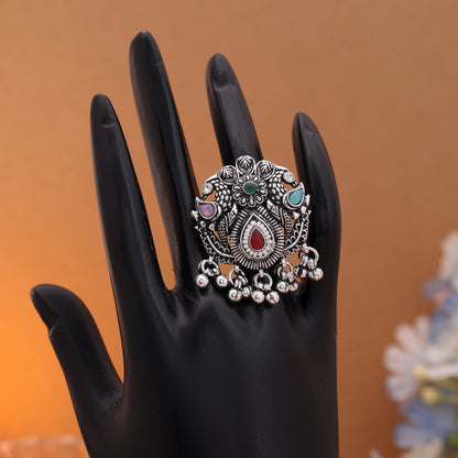 Artisan Crafted Multi Color Oxidised Rings for Daily Casual and Festive Outfits