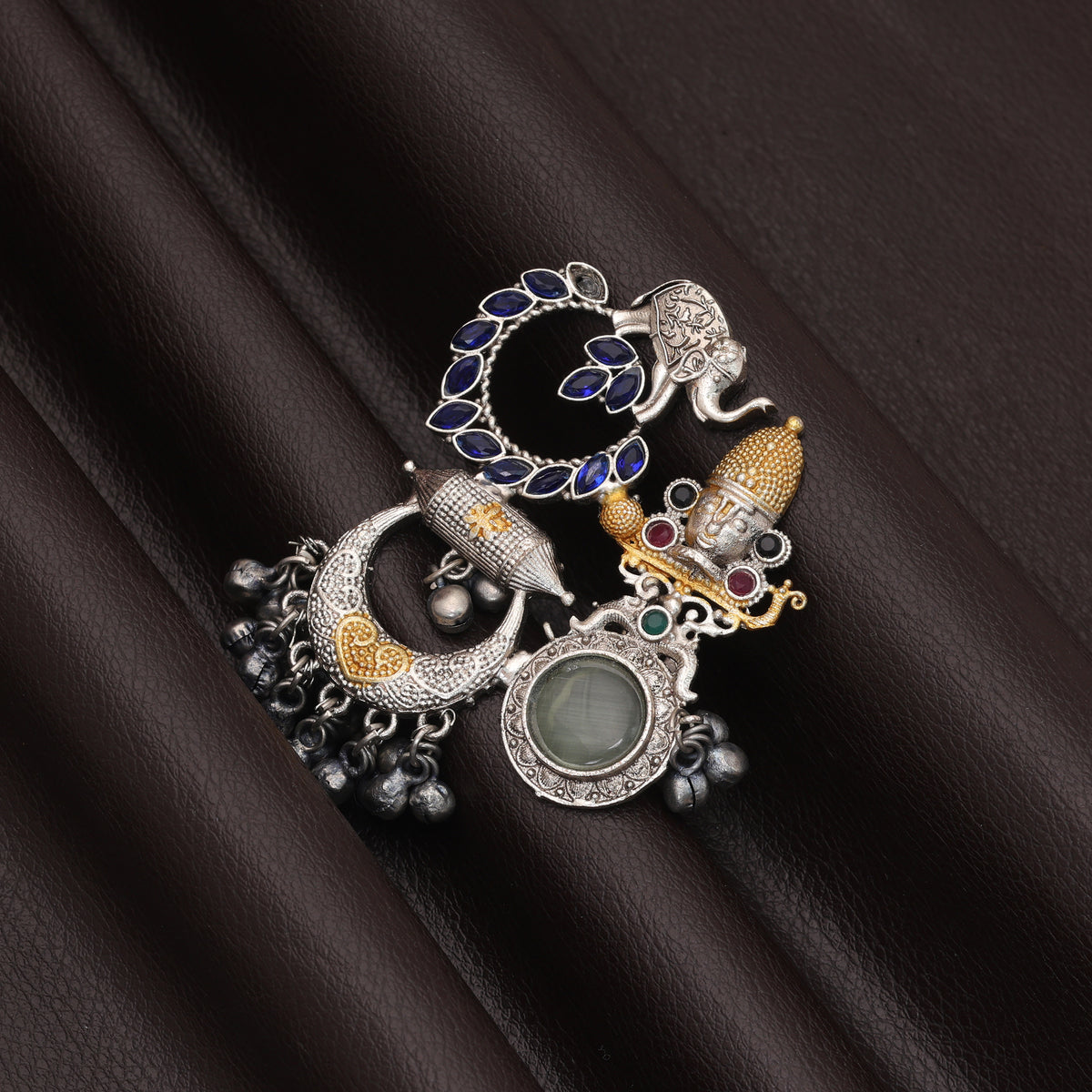 Playful Rainbow Multi Color Oxidised Rings Set Designed For Contemporary Fashion Looks