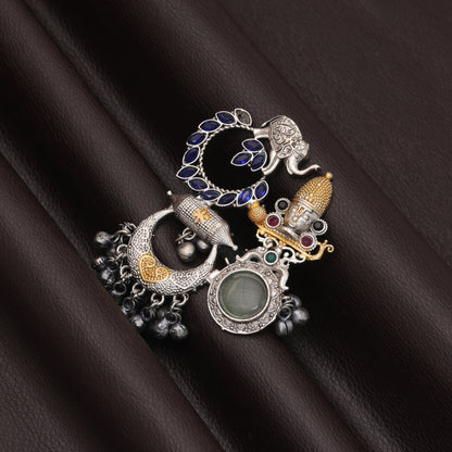 Playful Rainbow Multi Color Oxidised Rings Set Designed For Contemporary Fashion Looks