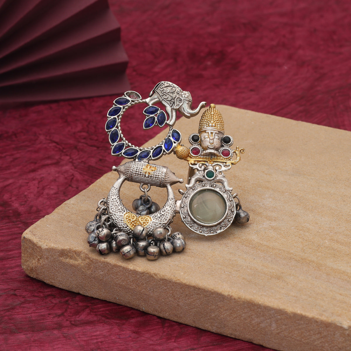 Playful Rainbow Multi Color Oxidised Rings Set Designed For Contemporary Fashion Looks
