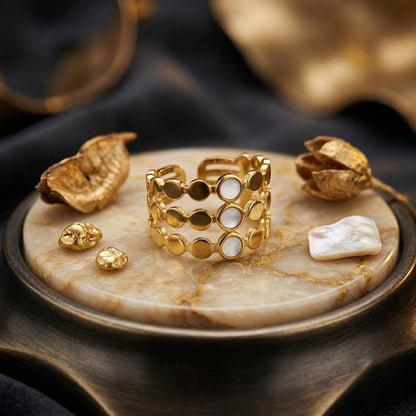 Pristine Pure White Color Gold Plated Ring Designed For Delicate Minimalist Styling