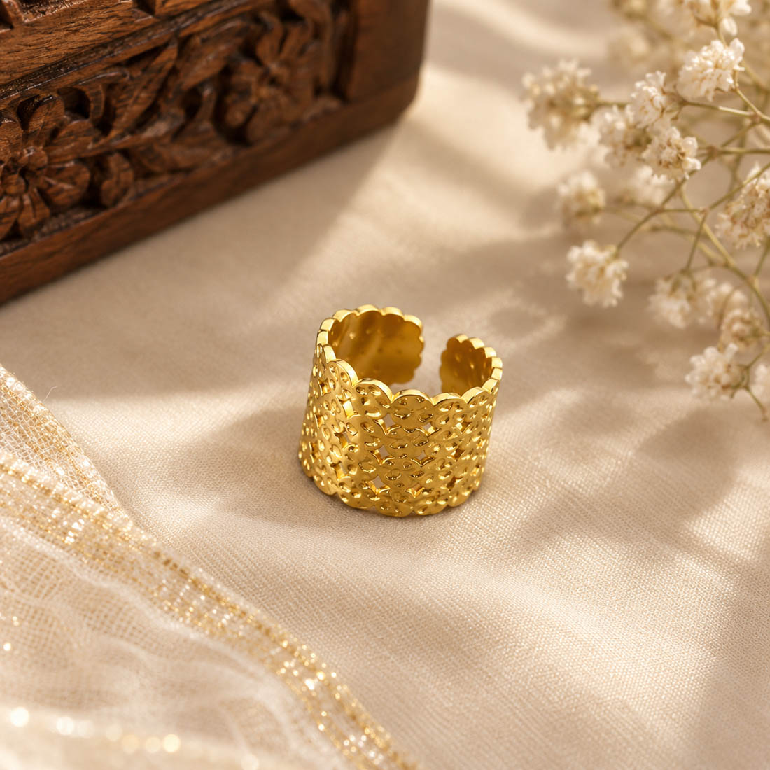 Opulent Sheen Gold Color Gold Plated Ring Tailored For Festive Celebration Wear
