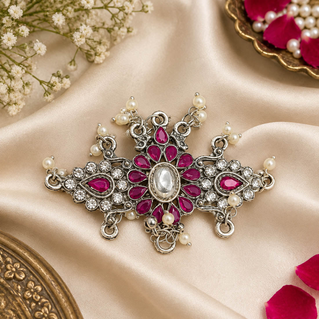 Pretty Pastel Pink Color Oxidised Ring Specially Designed For Festive Celebration Wear