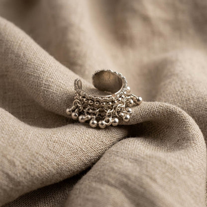 Rope Pattern Silver Color Oxidised Ring Suitable For Daily Casual Fashion Outfits