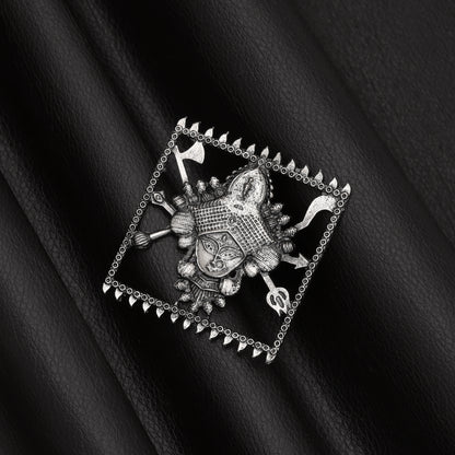 Engraved Fine Silver Color Oxidised Ring Perfect For Tribal Style Fashion Looks