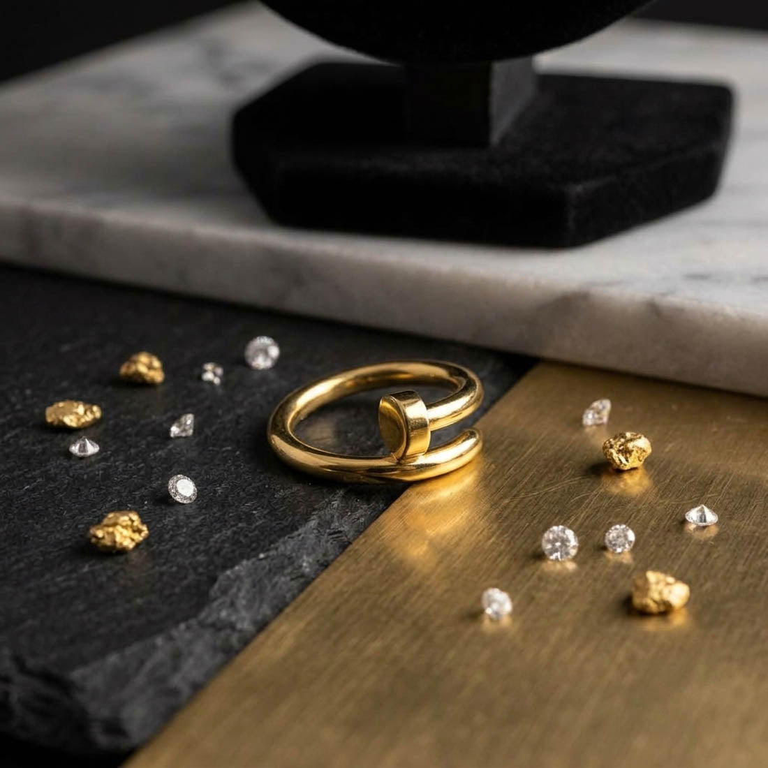 Fine Polish Gold Color Gold Plated Statement Ring Tailored For Partywear Outfits