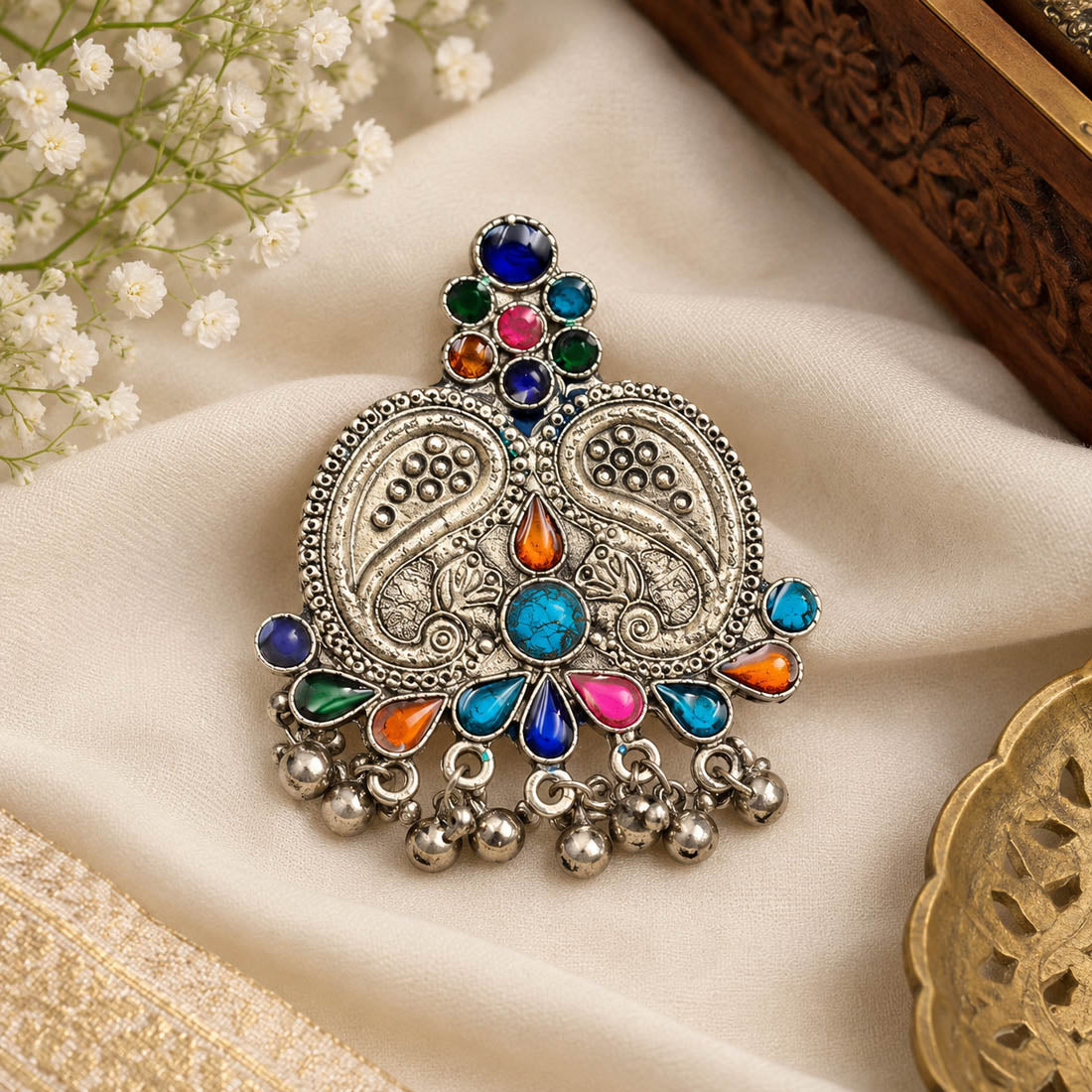 Festive Folk Multi Color Oxidised Ring Suitable For Creative Bohemian Fashion Styles