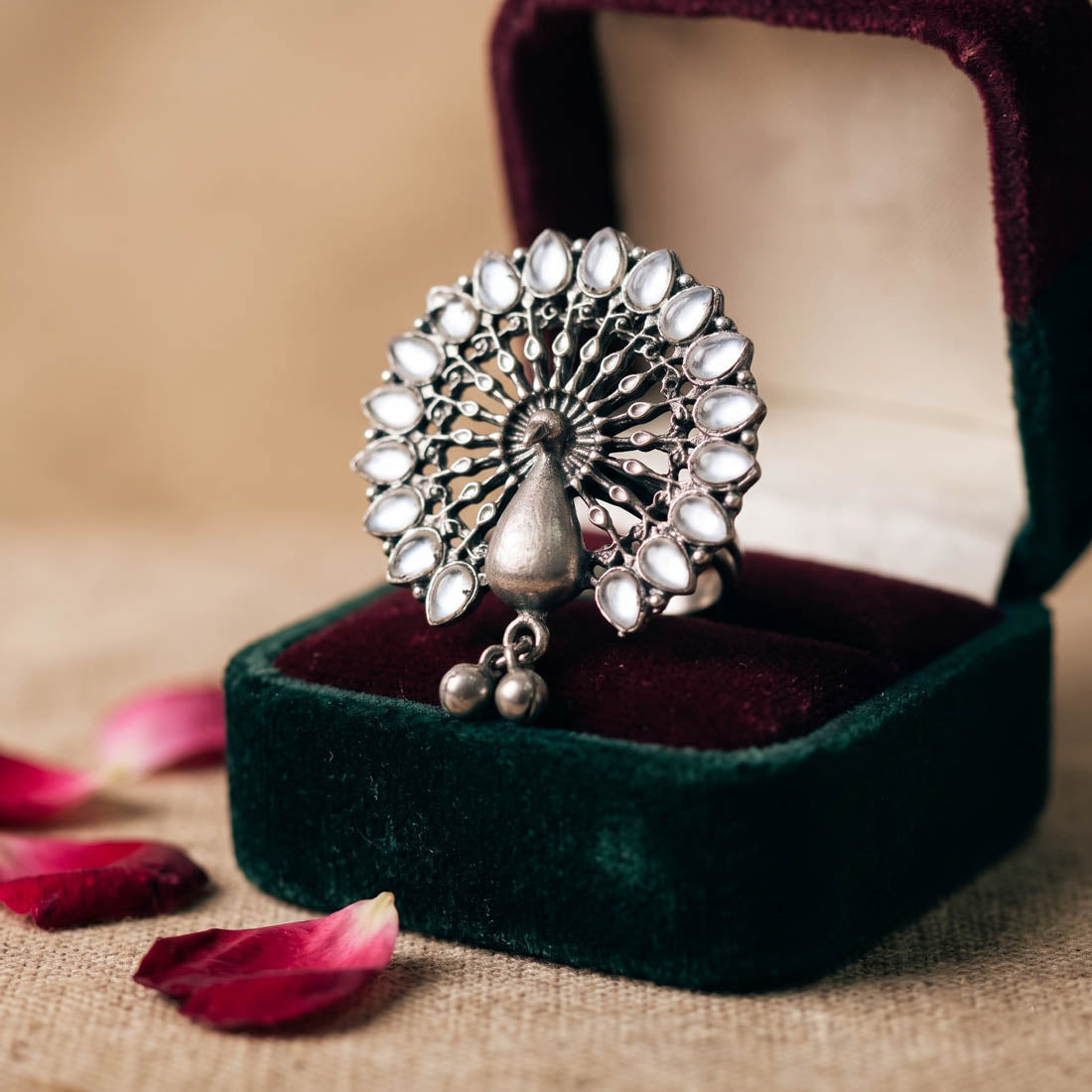 Modern Style Silver Color Oxidised Statement Ring Tailored For Fusion Fashion Attire
