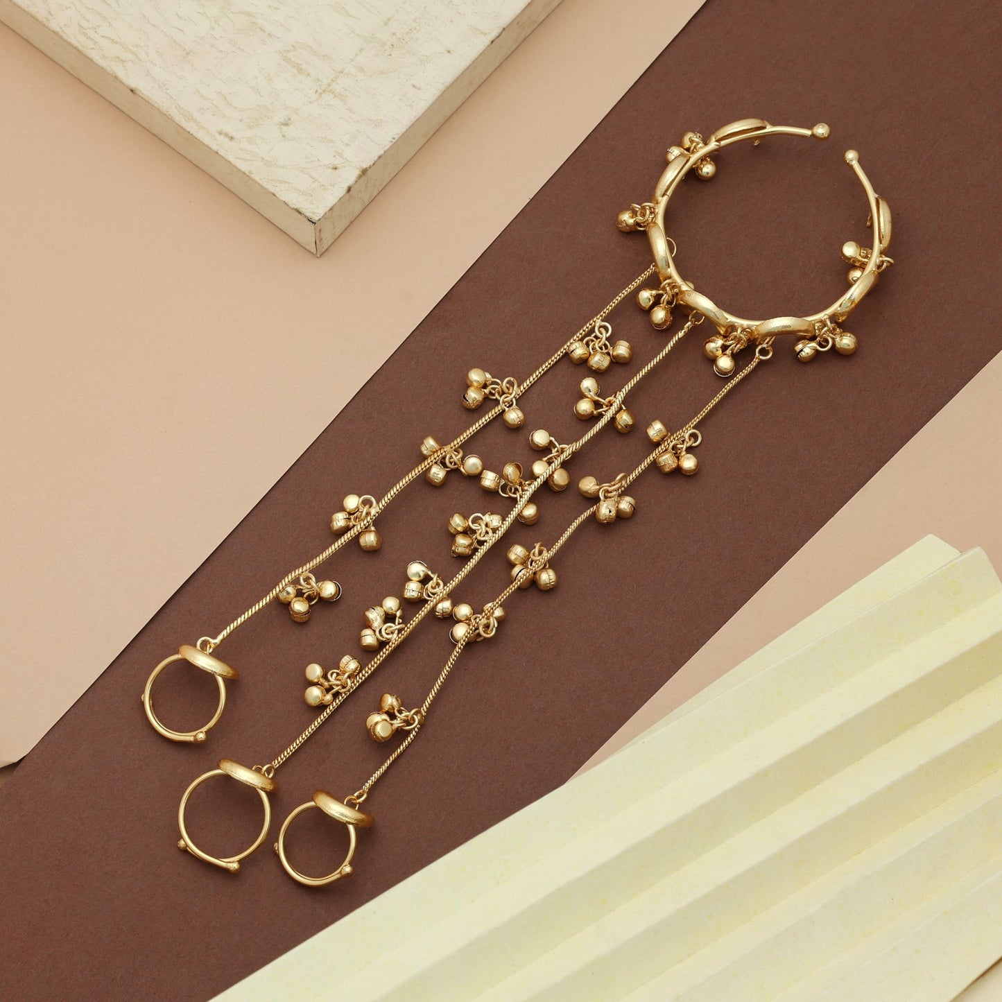 Gold Color Hath Phool Royal Wedding Hand Jewelry Traditional Ethnic Design