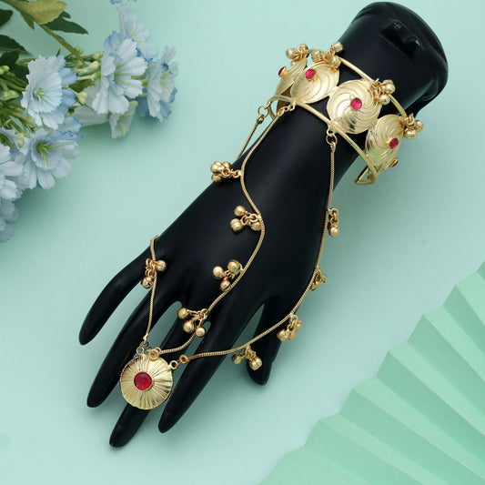 Rani Color Hath Phool Traditional Indian Bridal Hand Jewelry Elegant Design