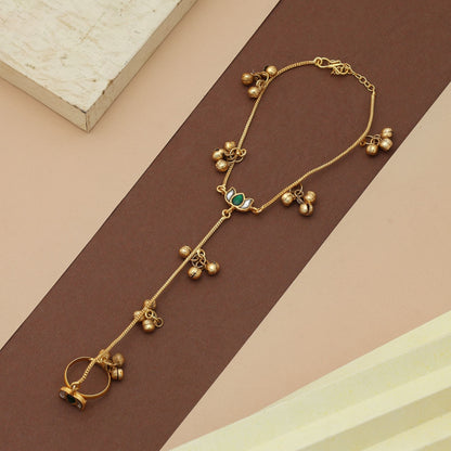 Green Color Hath Phool Elegant Traditional Hand Jewelry Indian Wedding Style