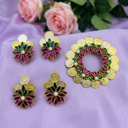 Rani & Green Color 5 Pieces Combo Of Hair Accessories with Beautiful Ethnic Fashion Design