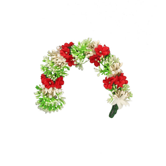 Kastanienbraune Blumen-Gajra für Frauen