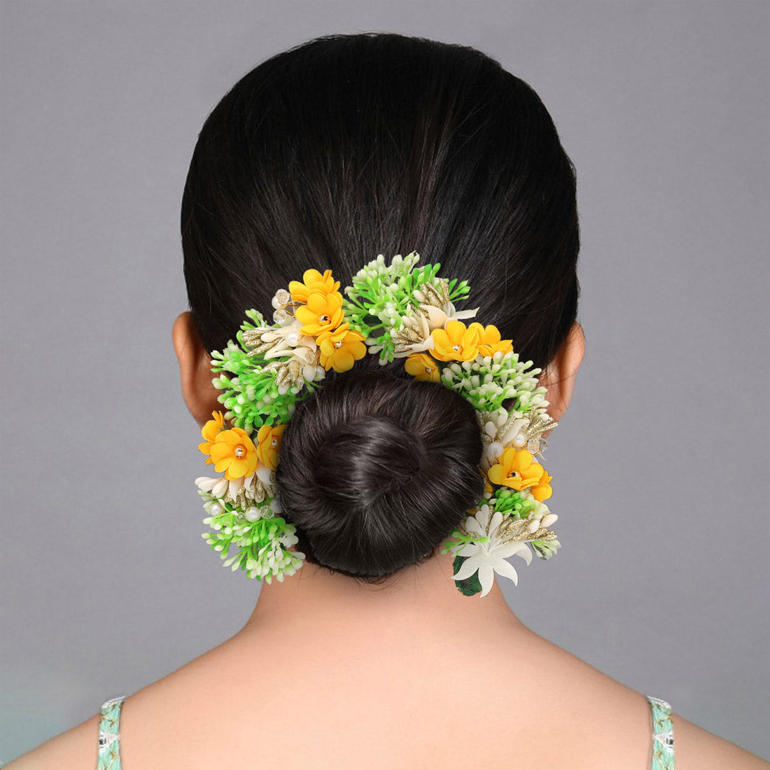 Gelbe Blume Gajra für Frauen Haarnadel