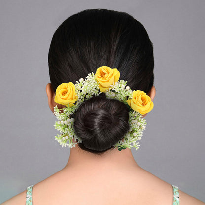 Gelbe Blume Gajra für Frauen Haarnadel
