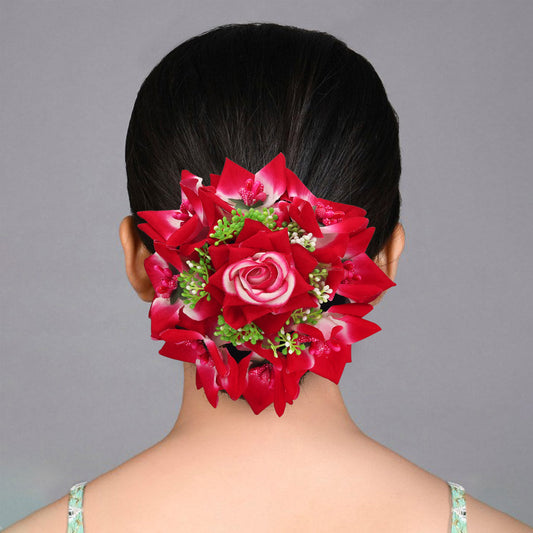 Rani Color Rose Flower Hair juda//Bun