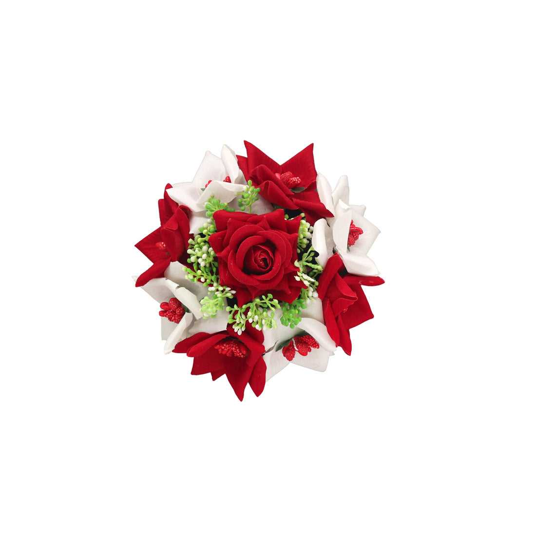 Kastanienbraun &amp; Weiß Farbe Rose Blume Haar Juda//Dutt