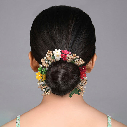 Multi Color Flower Gajra For Women Hair Pin For Daily Use