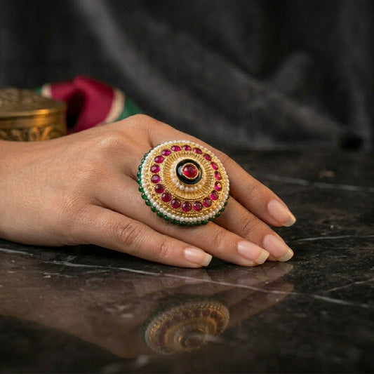 Rani & Green Color Designer Fashion Rings Elegant Traditional Ethnic Jewelry
