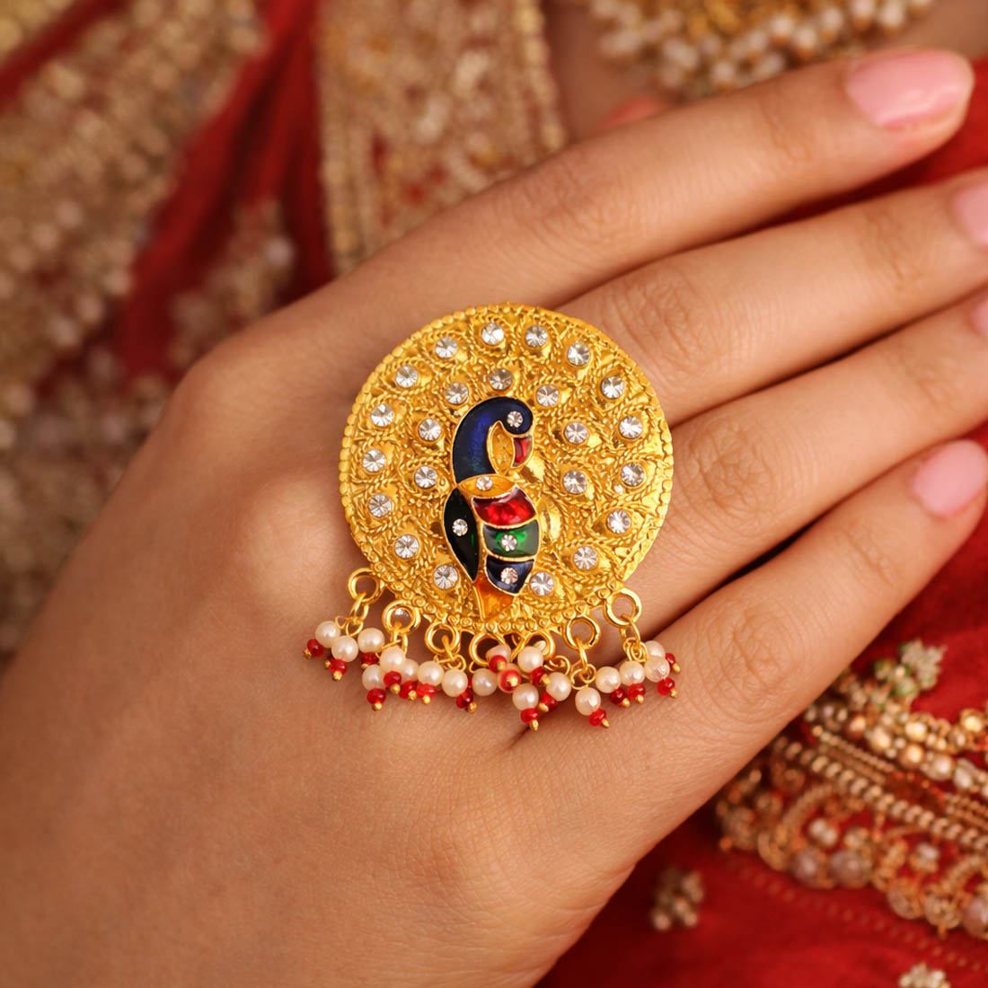 Multi Color Meena Work Fashion Rings Traditional Handcrafted Ethnic Jewelry
