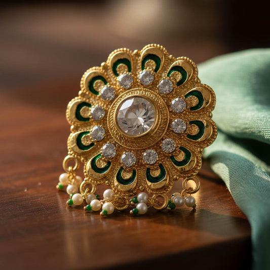 Green Color Meena Work Fashion Rings Classic Traditional Ethnic Jewelry