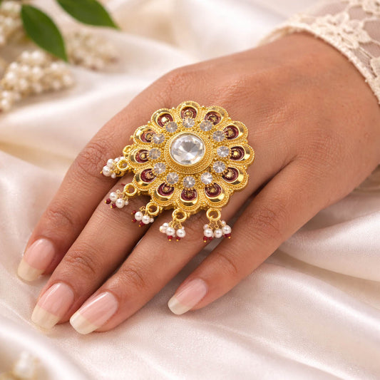 Rani Color Meena Work Fashion Rings Elegant Ethnic Traditional Jewelry Design