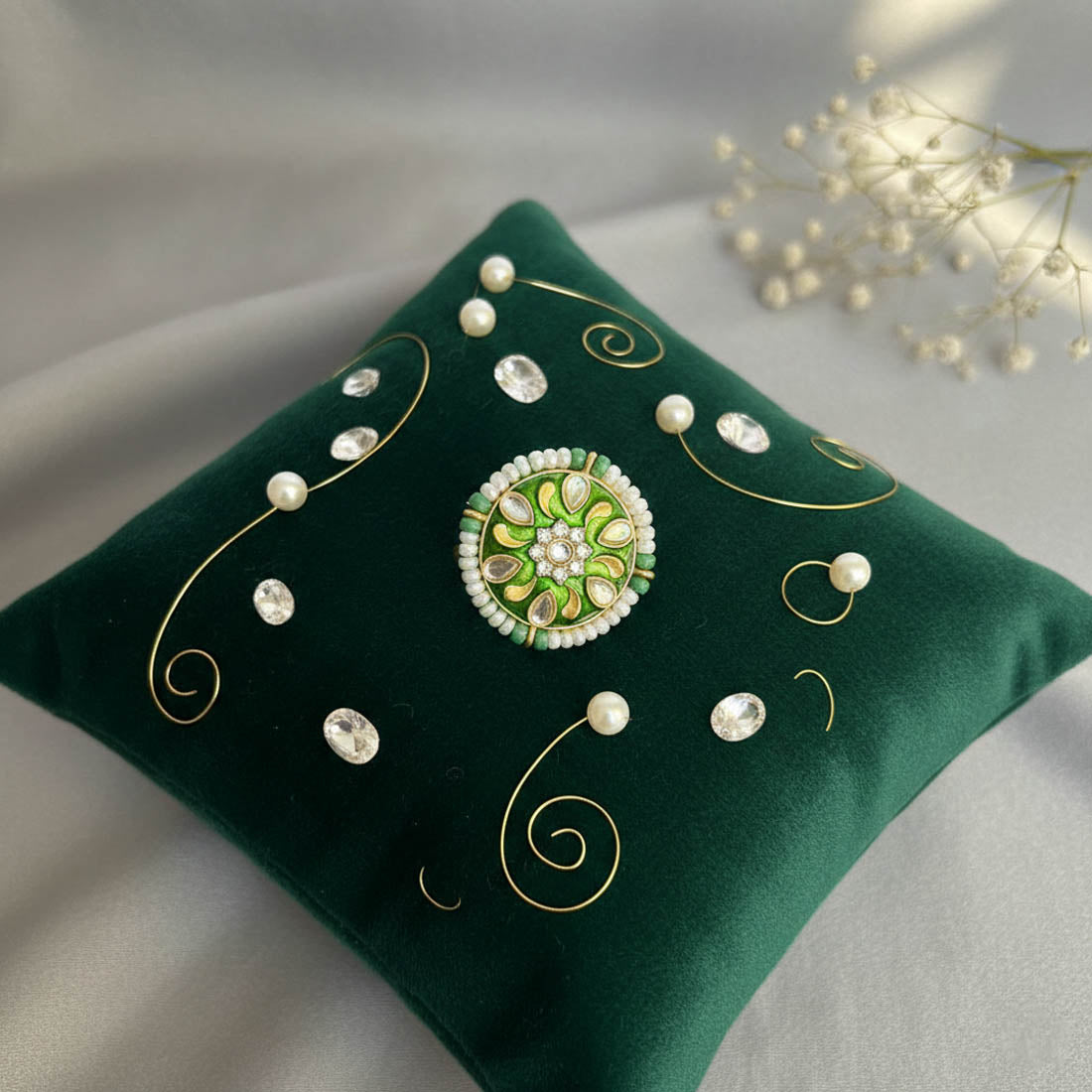 Green Color Meena Work Fashion Rings Classic Ethnic Traditional Jewelry