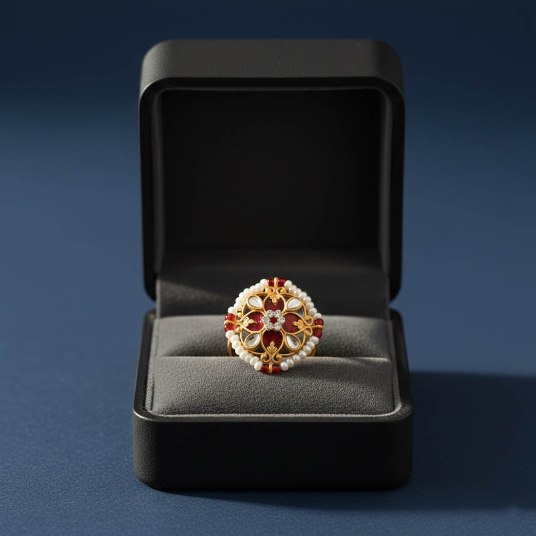 Maroon Color Meena Work Fashion Rings Royal Traditional Ethnic Jewelry