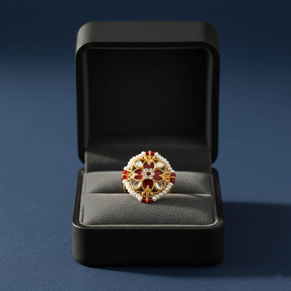 Maroon Color Meena Work Fashion Rings Royal Traditional Ethnic Jewelry