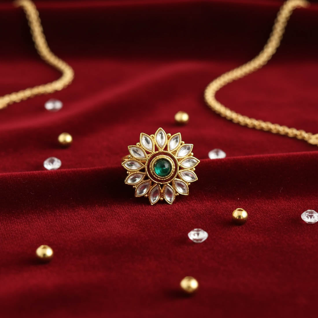 Green Color Elegant Fashion Rings Stylish Modern Ethnic Jewelry