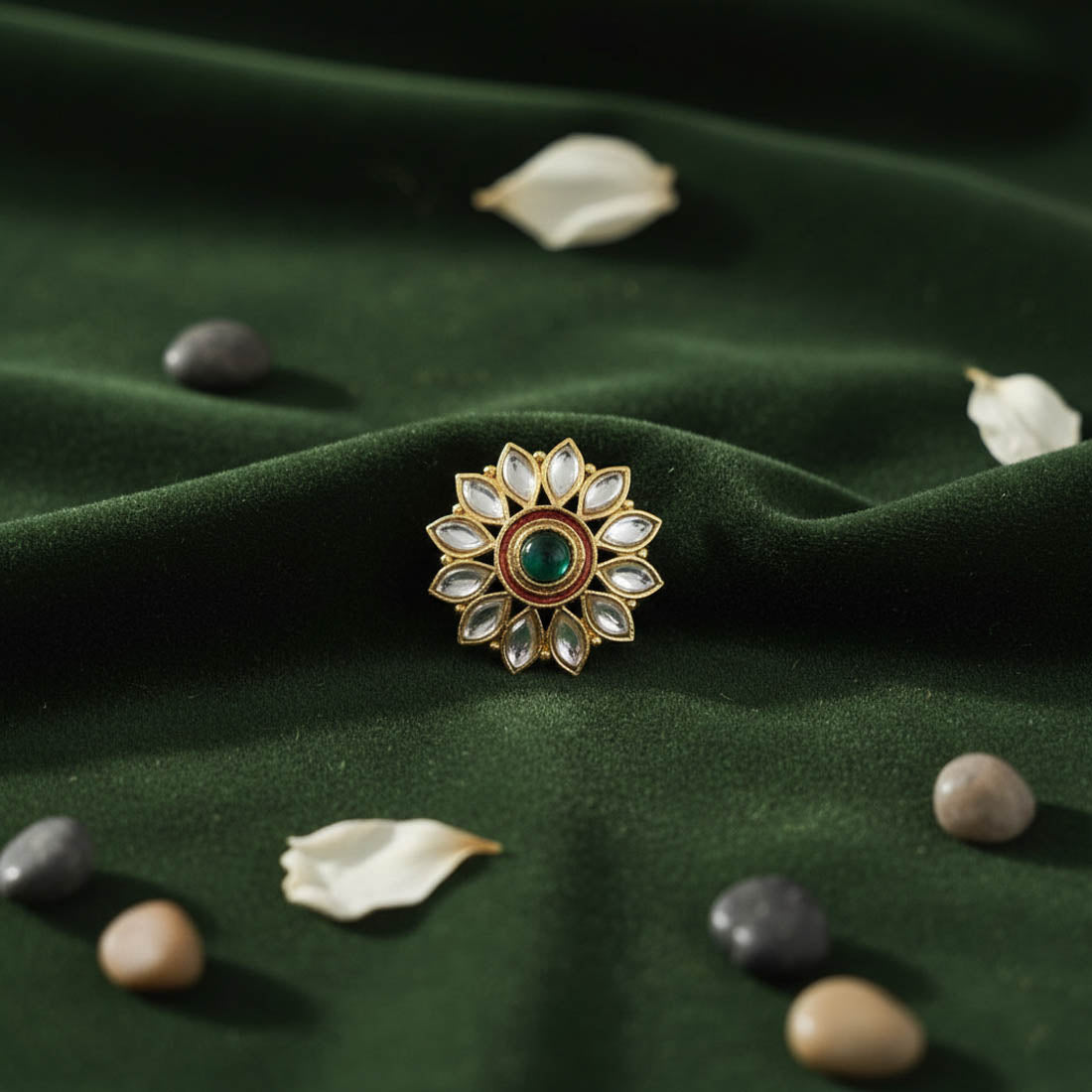 Green Color Elegant Fashion Rings Stylish Modern Ethnic Jewelry