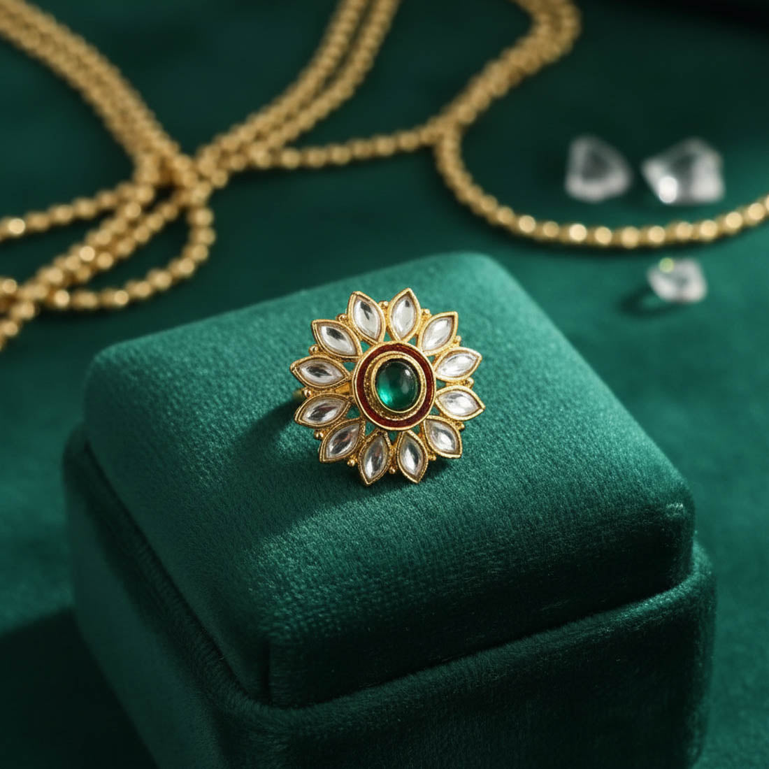 Green Color Elegant Fashion Rings Stylish Modern Ethnic Jewelry