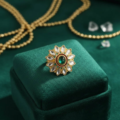 Green Color Elegant Fashion Rings Stylish Modern Ethnic Jewelry