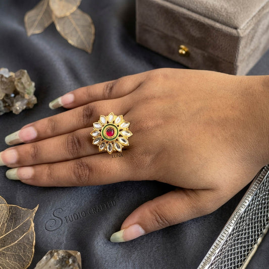 Red Color Stylish Fashion Rings Elegant Ethnic Jewelry Design