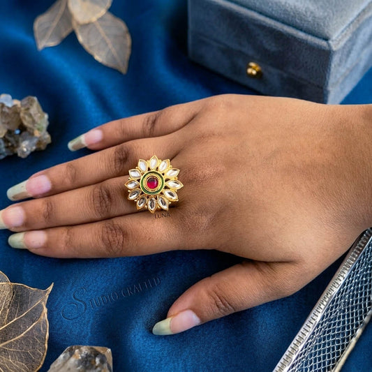 Red Color Stylish Fashion Rings Elegant Ethnic Jewelry Design