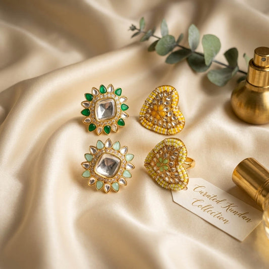 Modische Ringe in verschiedenen Farben, 4er-Kombination, elegantes Set in gemischtem Design