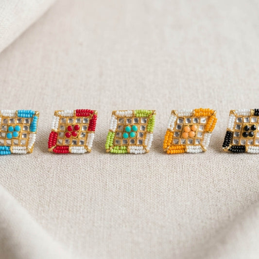 Gold Color Assorted Color Fashion Rings Combo Of 5 Pieces Trendy Fashion Jewelry Set For Women