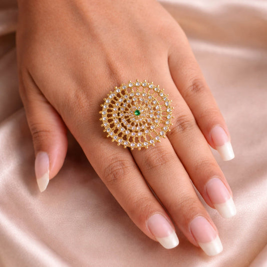 Gold Color Assorted Color Fashion Rings Combo Of 4 Pieces Elegant Designer Statement Rings Set